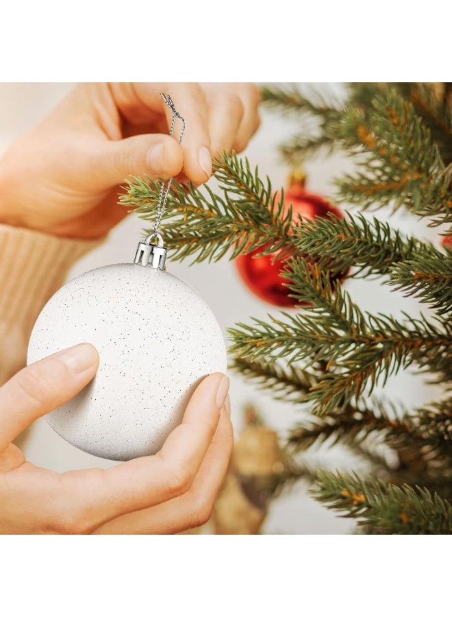 12 Pieces Large Glitter Snowball Ornaments for Christmas Tree Christmas Ornaments Hanging White Balls Large Plastic Christmas Tree Balls for Christmas Wedding Party Decorations - Image 2
